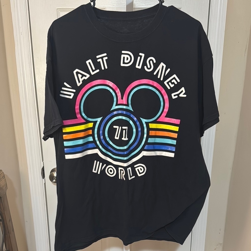 Disney Black Short Sleeve Tee with Mickey Mouse Graphic